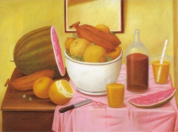 Bodegón con naranjada Fernando Botero Pinturas al óleo